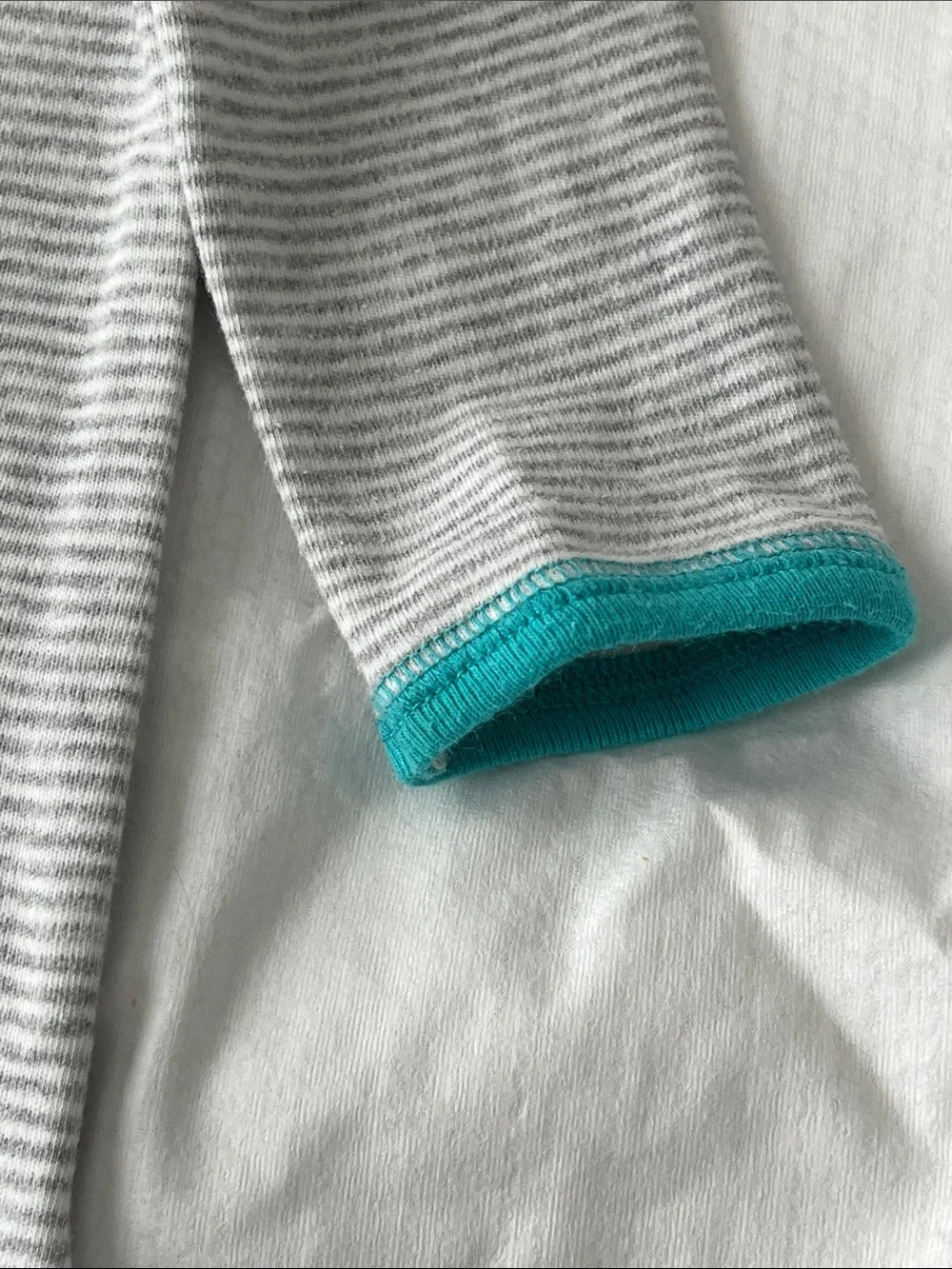 Carter's unisex Gray Striped Footed One-Piece with Teal Trim pajamas